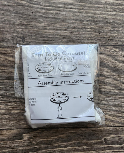 1 Portable Yarn Holder with Wristlet Capability and Table Top Swivel Bottom Carousel (wristlet sold separately)