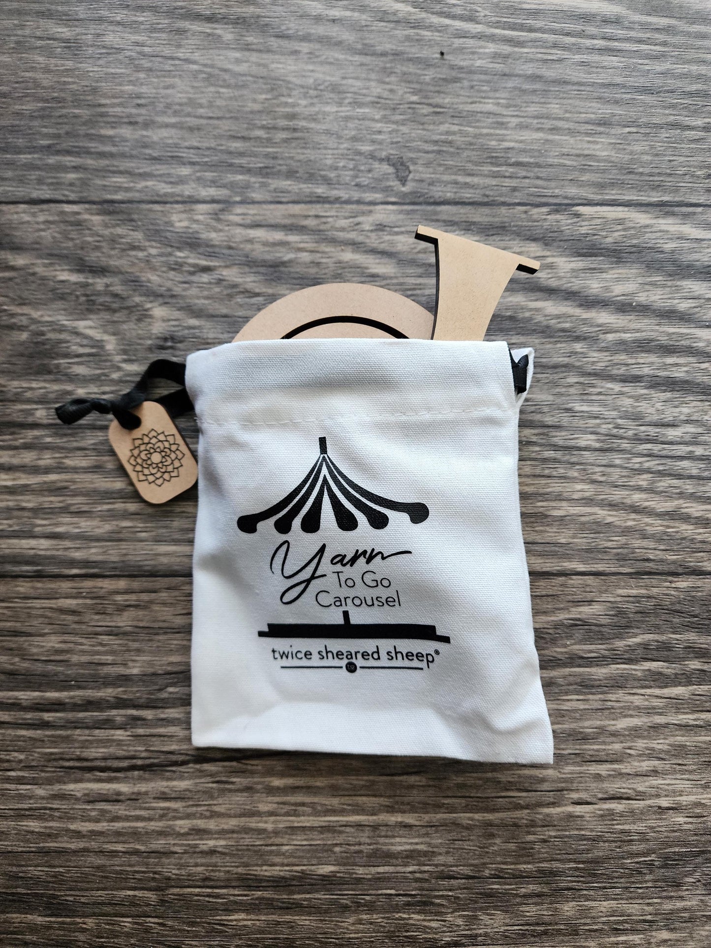 1 Portable Yarn Holder with Wristlet Capability and Table Top Swivel Bottom Carousel (wristlet sold separately)