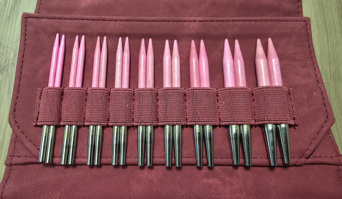 Lykke Blush 3.5" Interchangeable Circular Needle Set, Crimson Denim Case