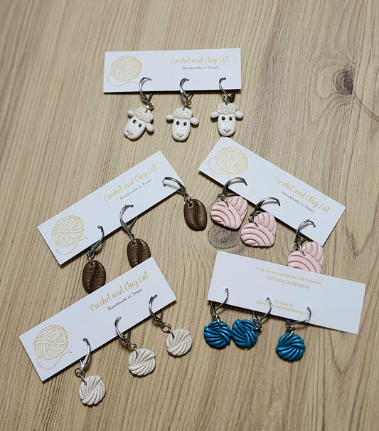 Crochet and Clay Cat Stitch Markers
